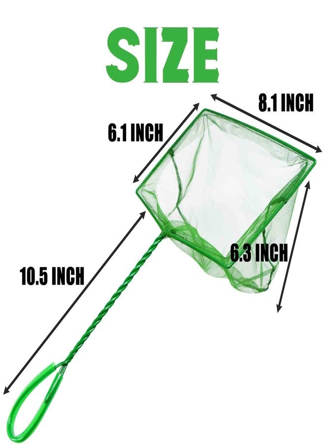 AOODOOM Aquarium Fishing Net Fish Tank Cleaning Tools Fine Mesh Net with Long Handle Green 8 Inch - Image 2
